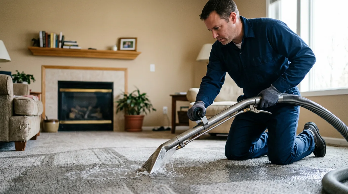 Water damage restoration technician working near Marion, MA